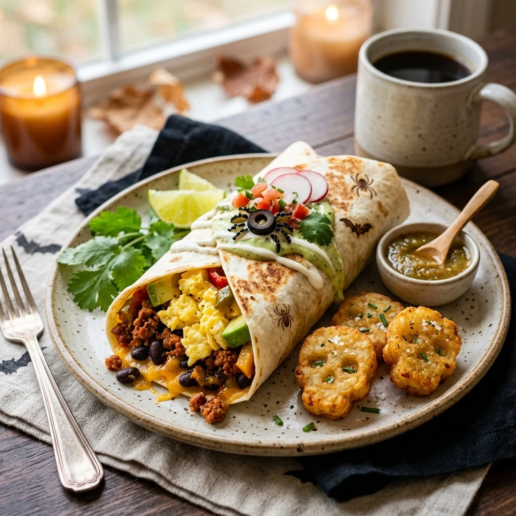Spooky Halloween Breakfast Burrito