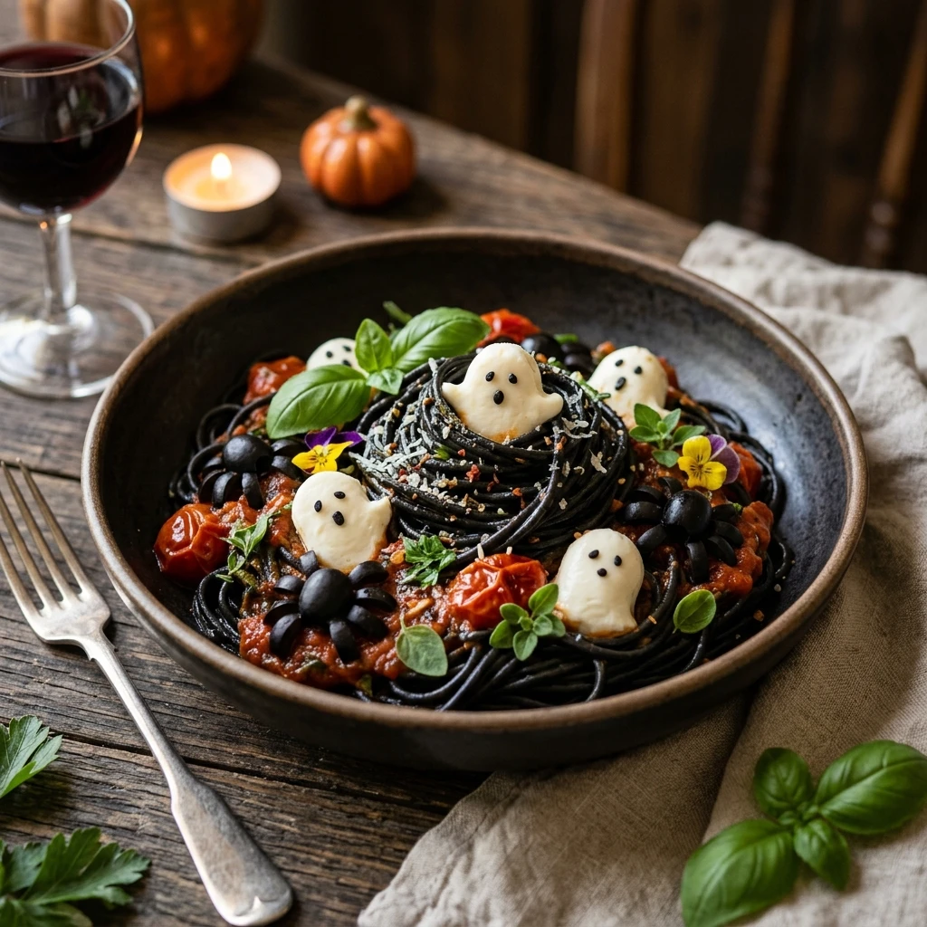 Spooky Halloween Pasta Black Spaghetti