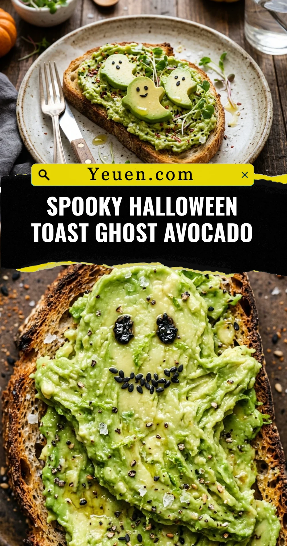 Spooky Halloween Toast Ghost Avocado