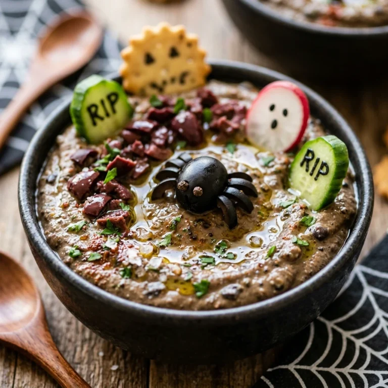 Spooky High Protein Olive Hummus Halloween Party Food 10 Min