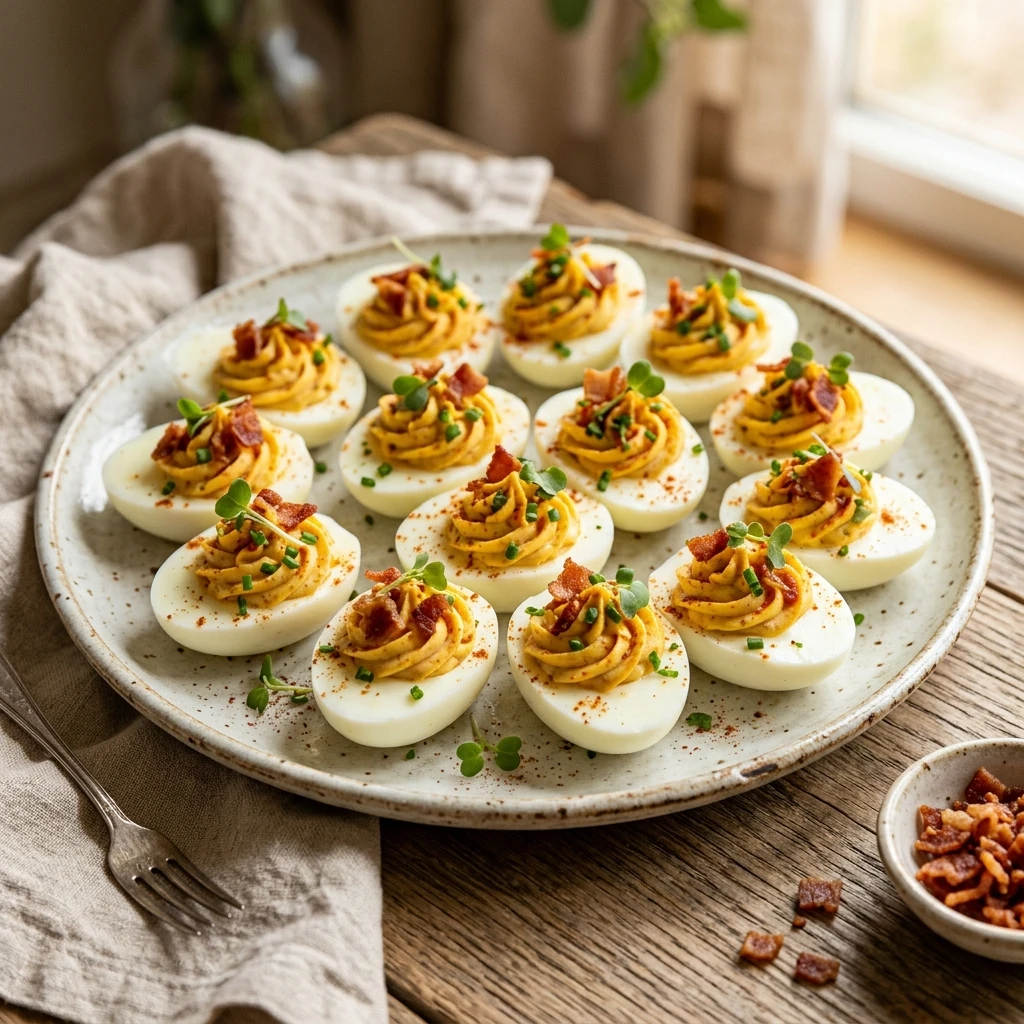 Sriracha and Bacon Deviled Eggs