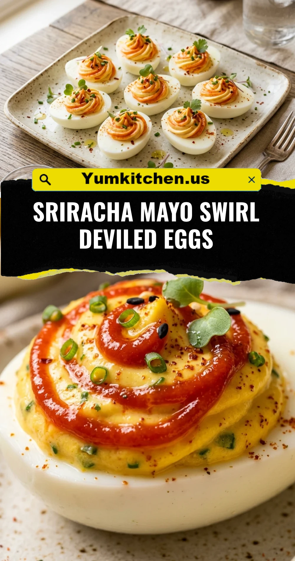 Sriracha Mayo Swirl Deviled Eggs