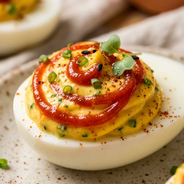 Sriracha Mayo Swirl Deviled Eggs