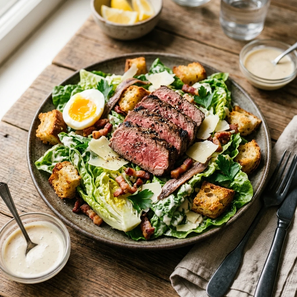 Steak Caesar Salad Loaded High Protein 35g That Goes Hard