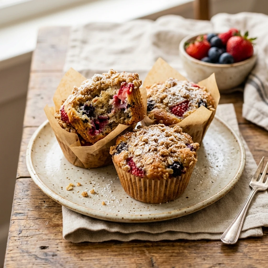 Strawberry Banana Berry Muffins