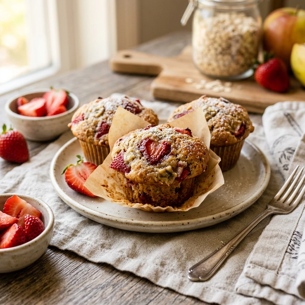 Strawberry Banana Muffins 3 Ingredient Easy
