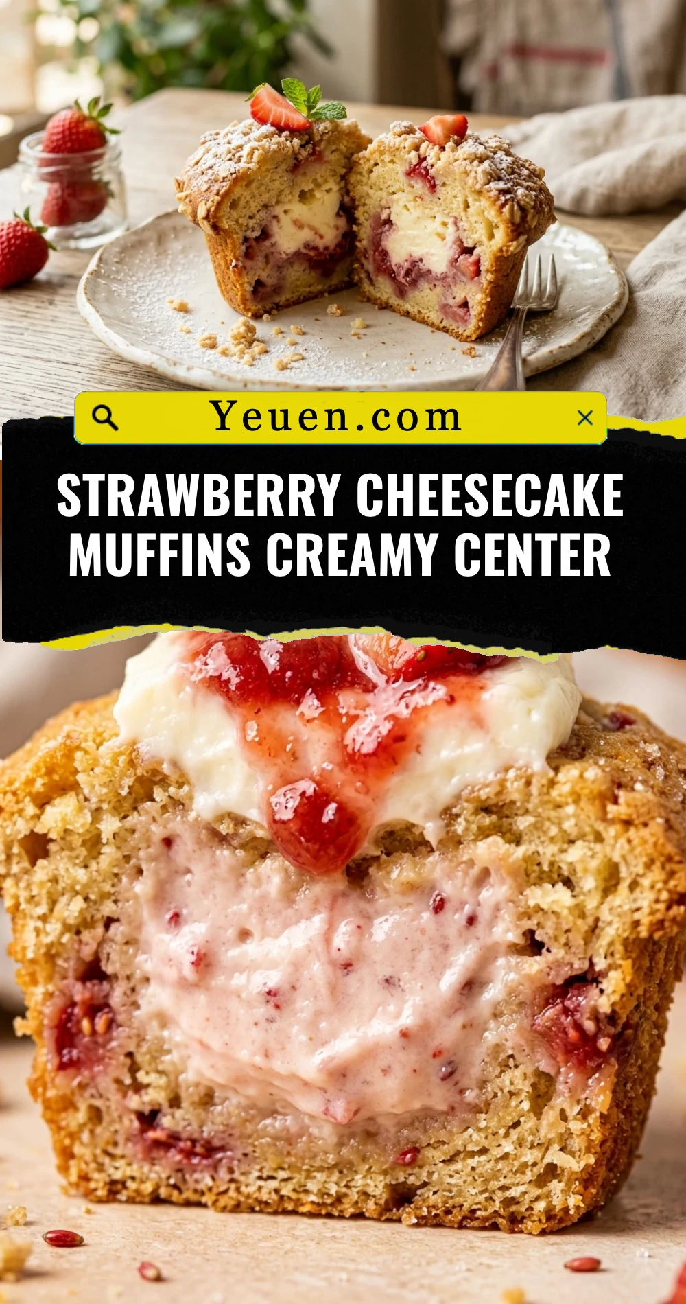 Strawberry Cheesecake Muffins Creamy Center