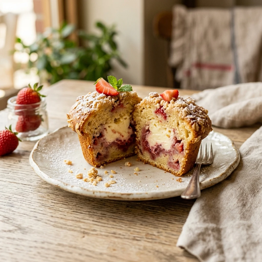 Strawberry Cheesecake Muffins Creamy Center