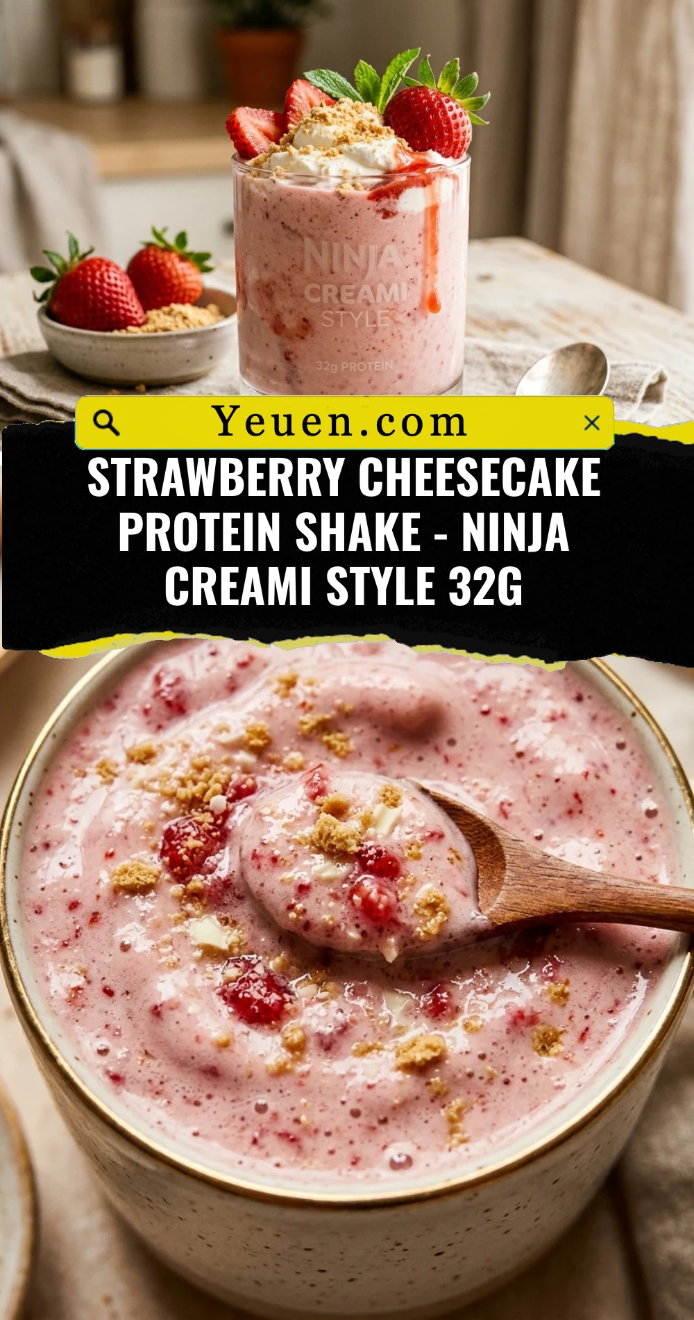 Strawberry Cheesecake Protein Shake - Ninja Creami Style 32g