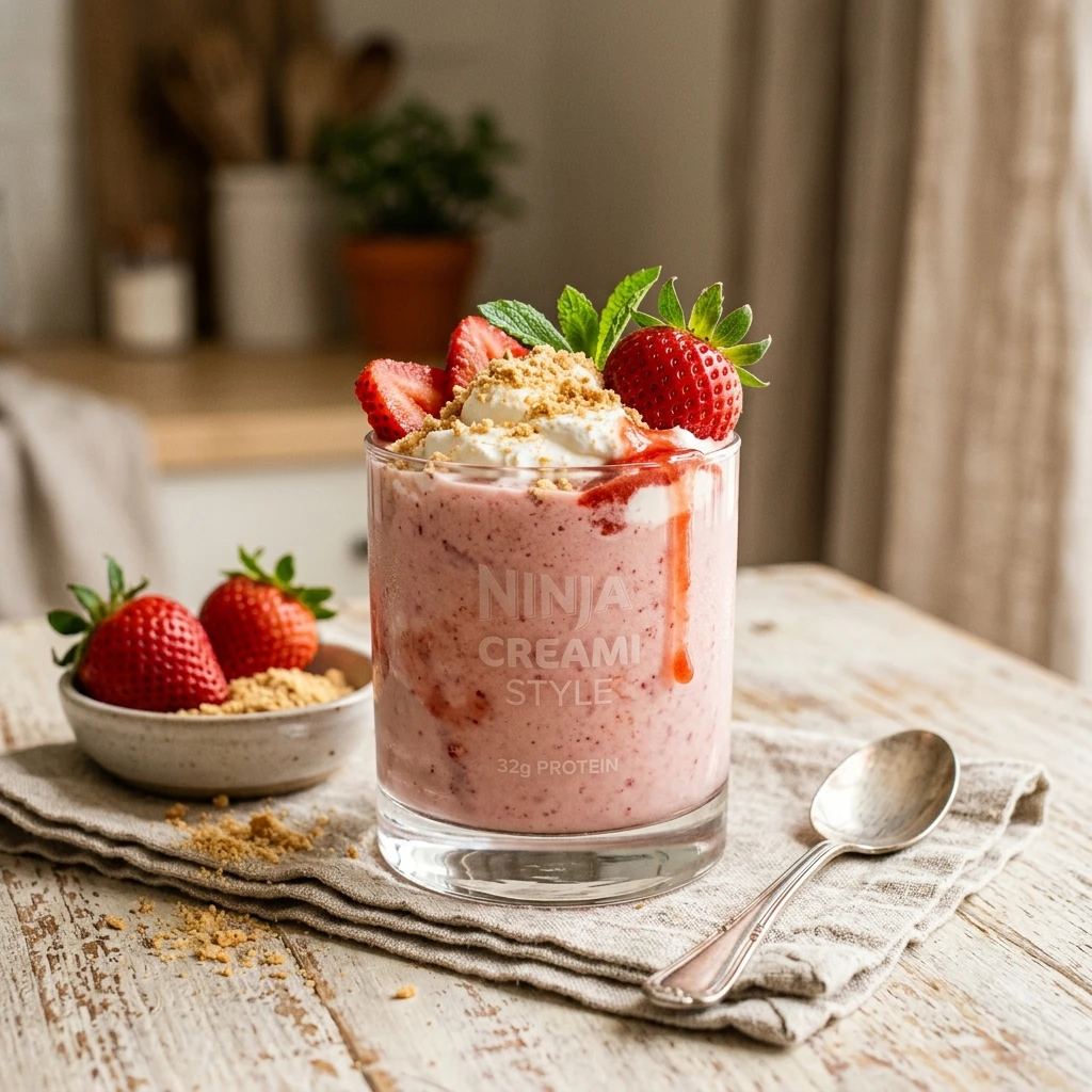 Strawberry Cheesecake Protein Shake - Ninja Creami Style 32g