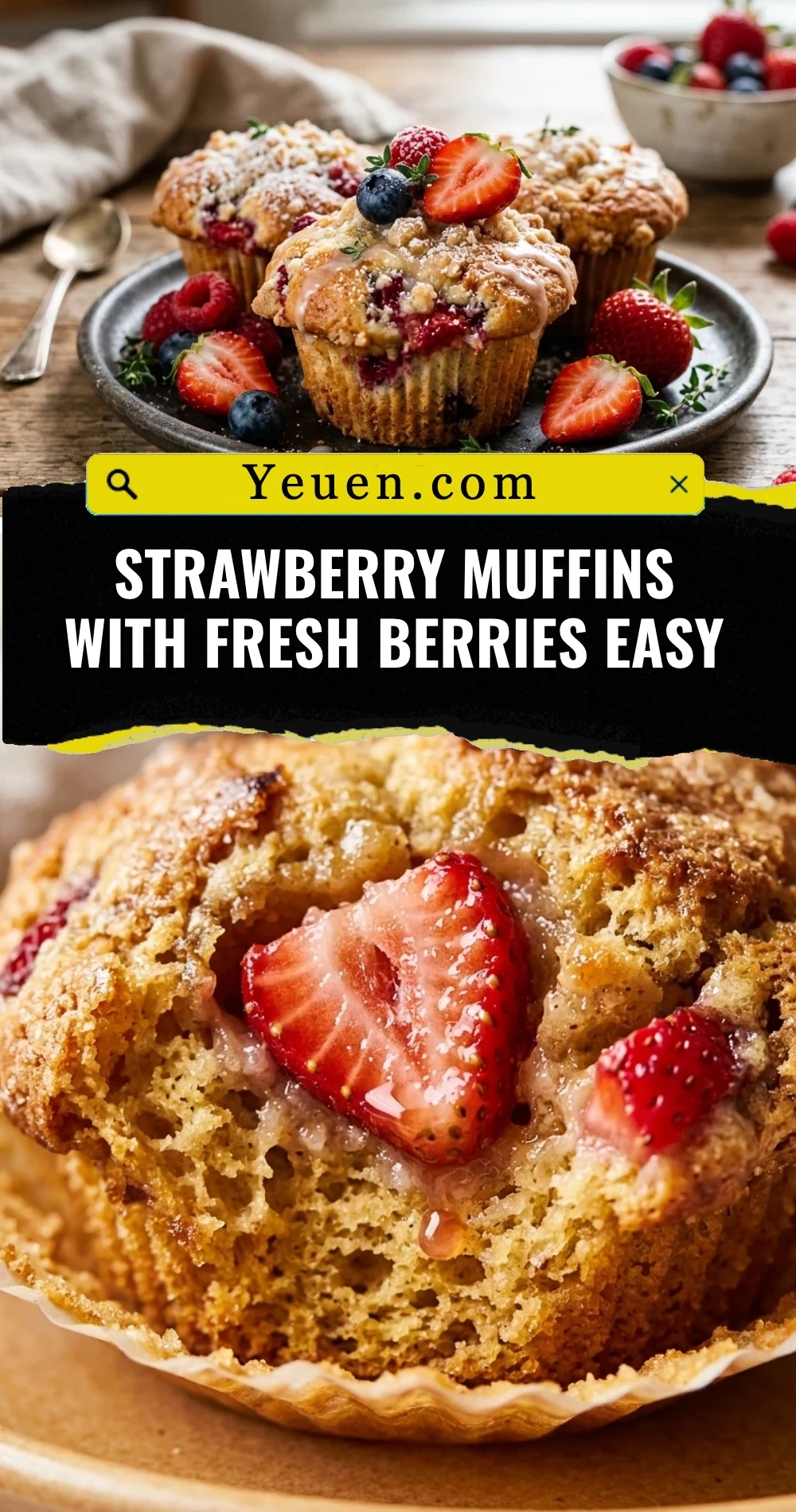 Strawberry Muffins With Fresh Berries Easy