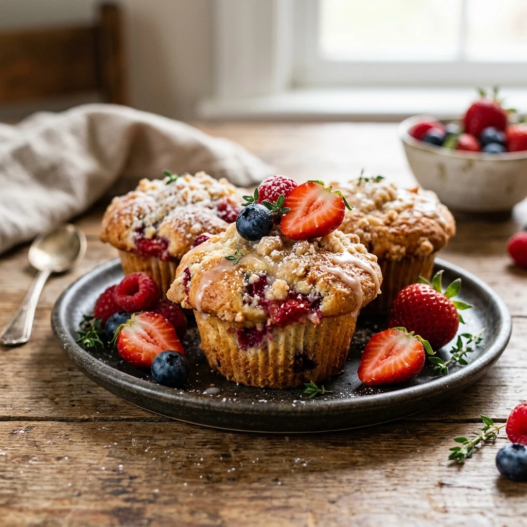 Strawberry Muffins With Fresh Berries Easy