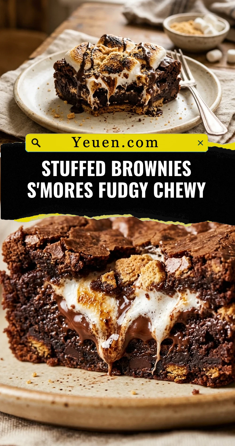 Stuffed Brownies S'mores Fudgy Chewy