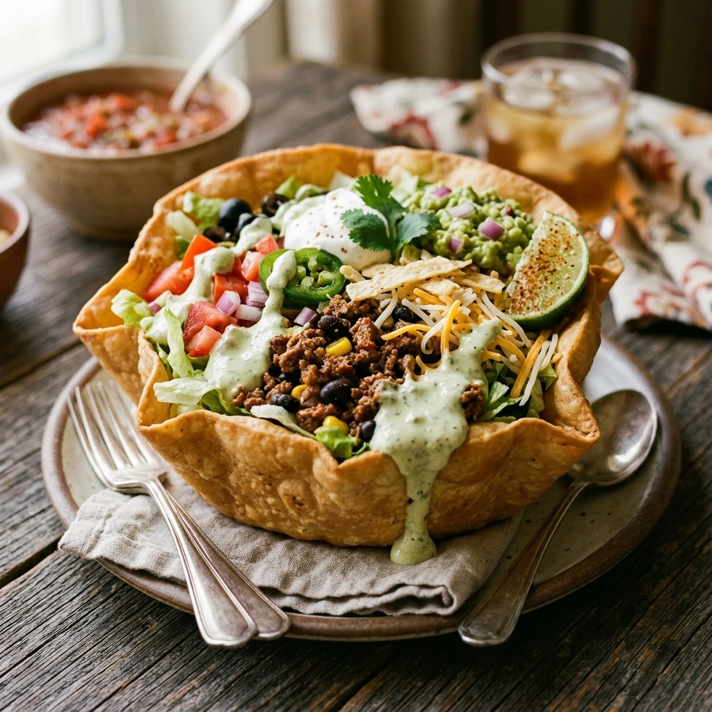 Taco Bell Copycat Taco Salad Loaded Dripping Dressing