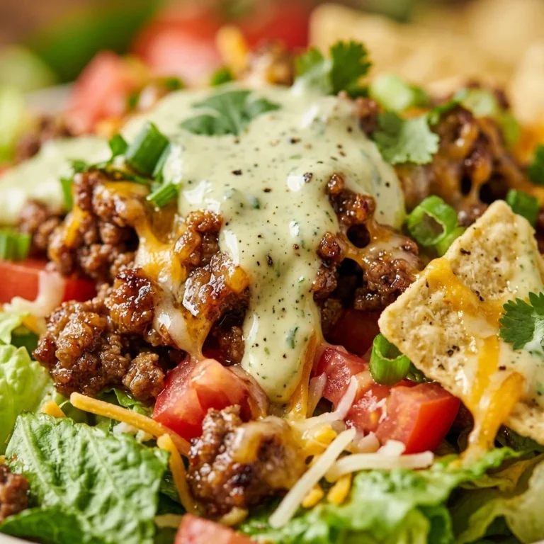 Taco Salad Loaded Ground Beef Cheesy Dripping Dressing