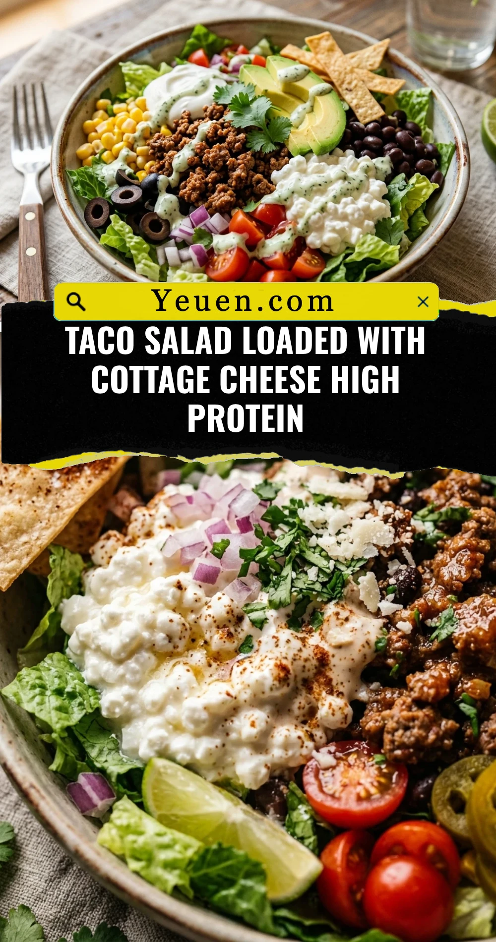 Taco Salad Loaded With Cottage Cheese High Protein