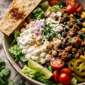Taco Salad Loaded With Cottage Cheese High Protein