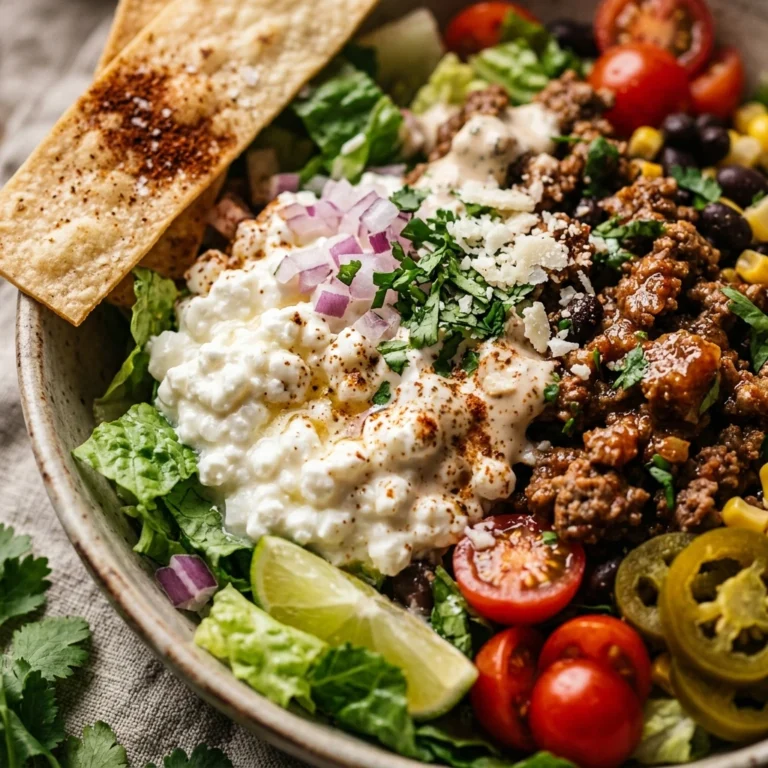 Taco Salad Loaded With Cottage Cheese High Protein