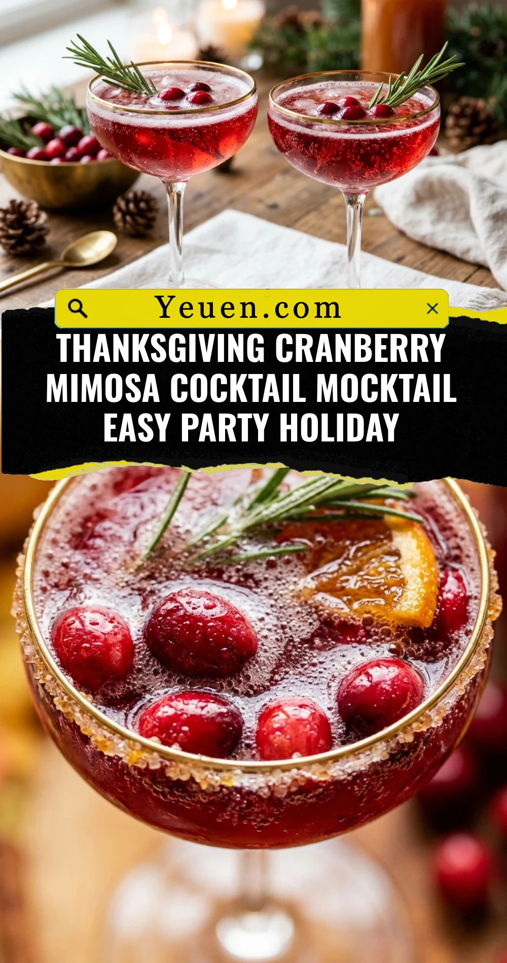 Thanksgiving Cranberry Mimosa Cocktail Mocktail Easy Party Holiday