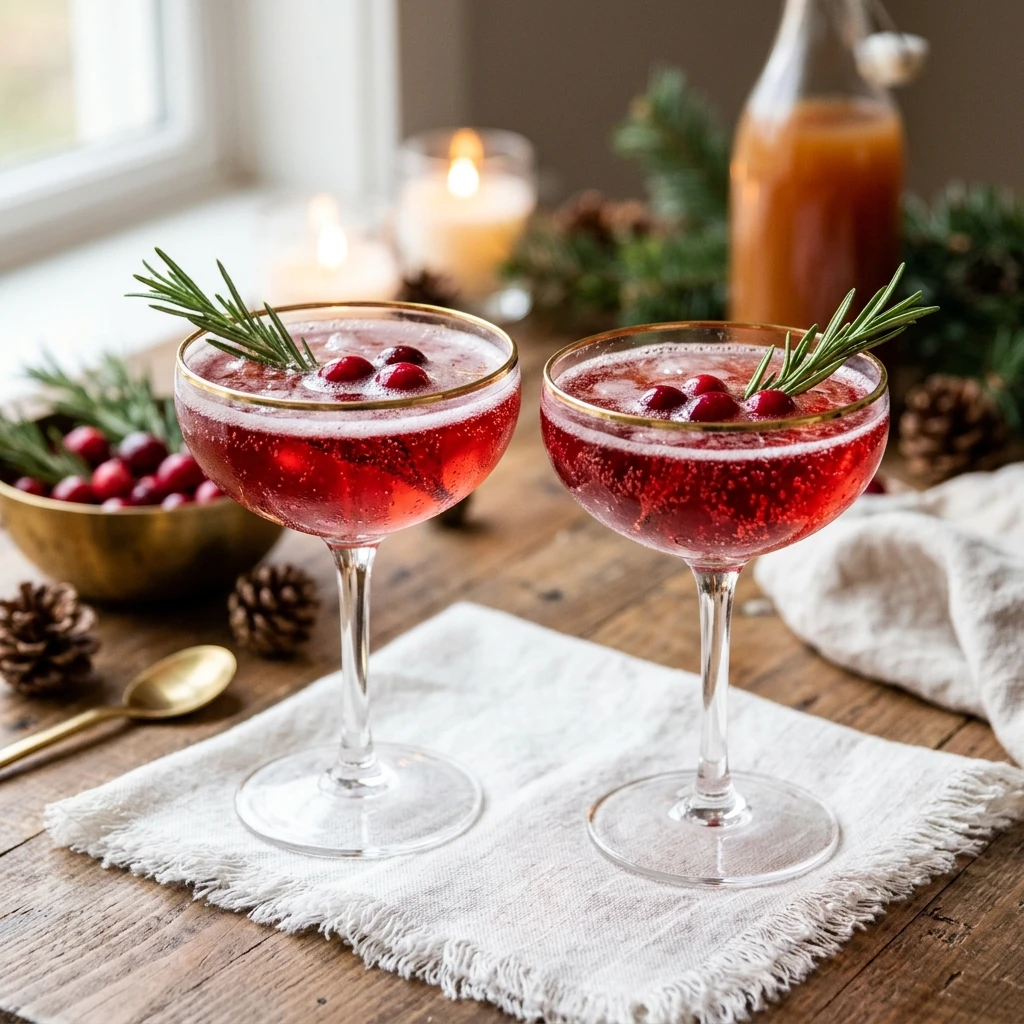 Thanksgiving Cranberry Mimosa Cocktail Mocktail Easy Party Holiday