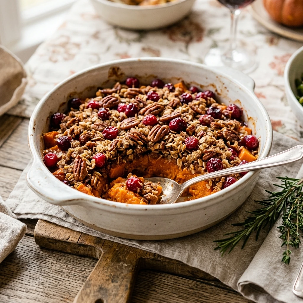 Thanksgiving Cranberry Pecan Sweet Potato Casserole