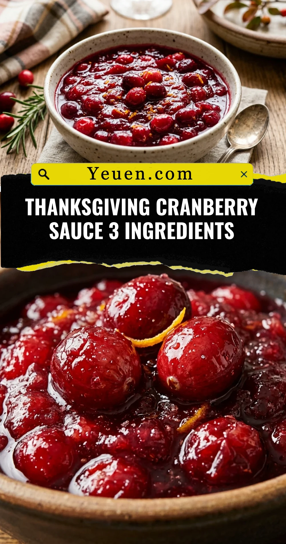 Thanksgiving Cranberry Sauce 3 Ingredients