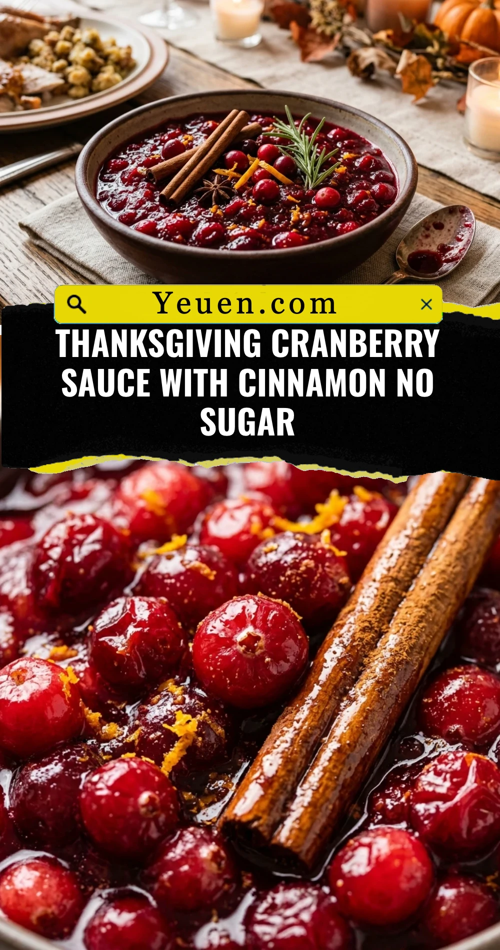 Thanksgiving Cranberry Sauce With Cinnamon No Sugar