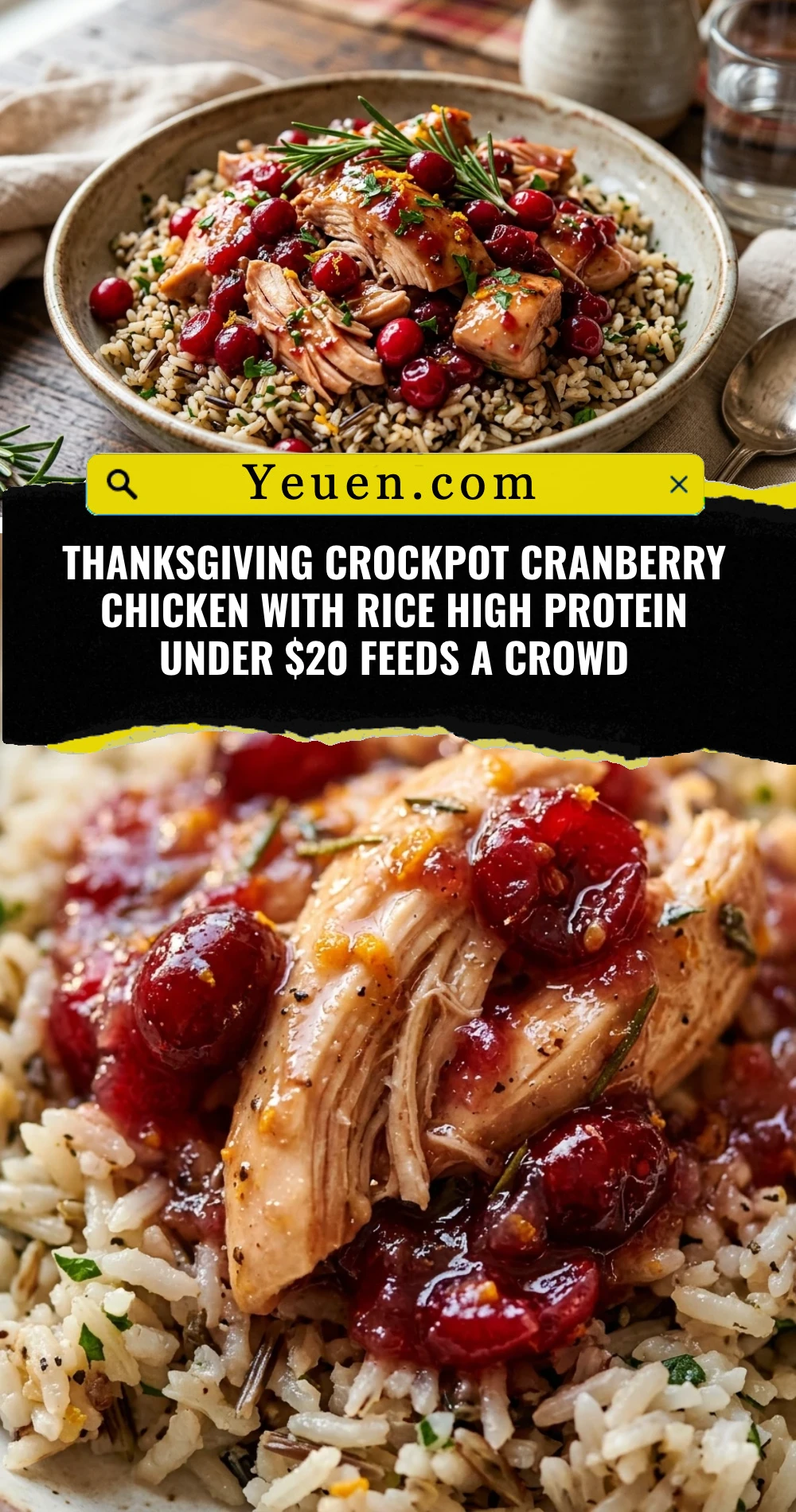 Thanksgiving Crockpot Cranberry Chicken With Rice High Protein Under $20 Feeds A Crowd