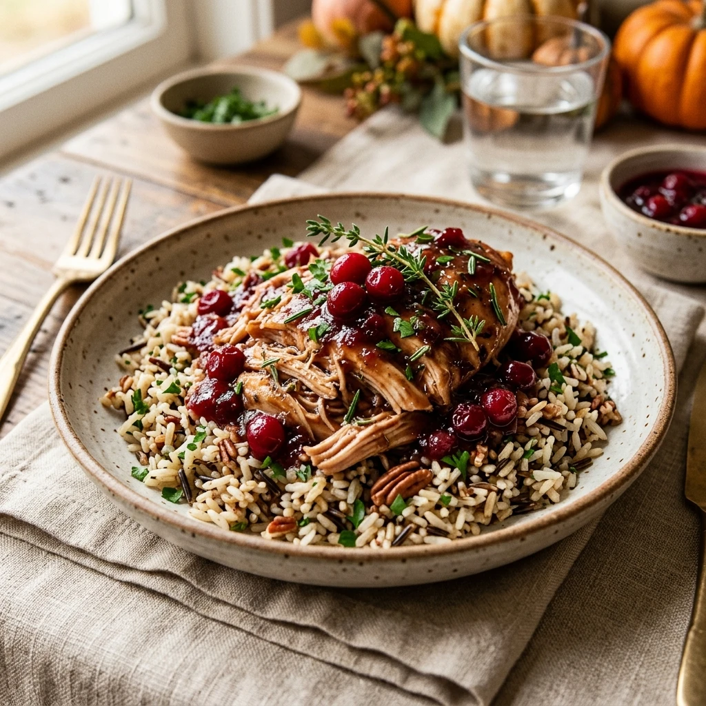 Thanksgiving Crockpot Cranberry Chicken With Rice High Protein