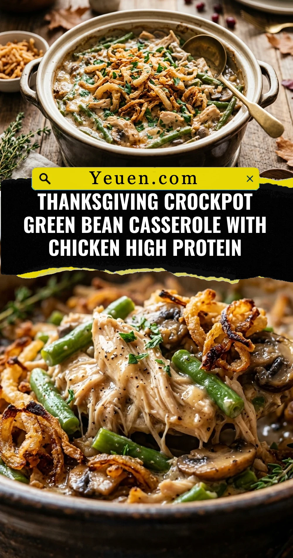 Thanksgiving Crockpot Green Bean Casserole With Chicken High Protein