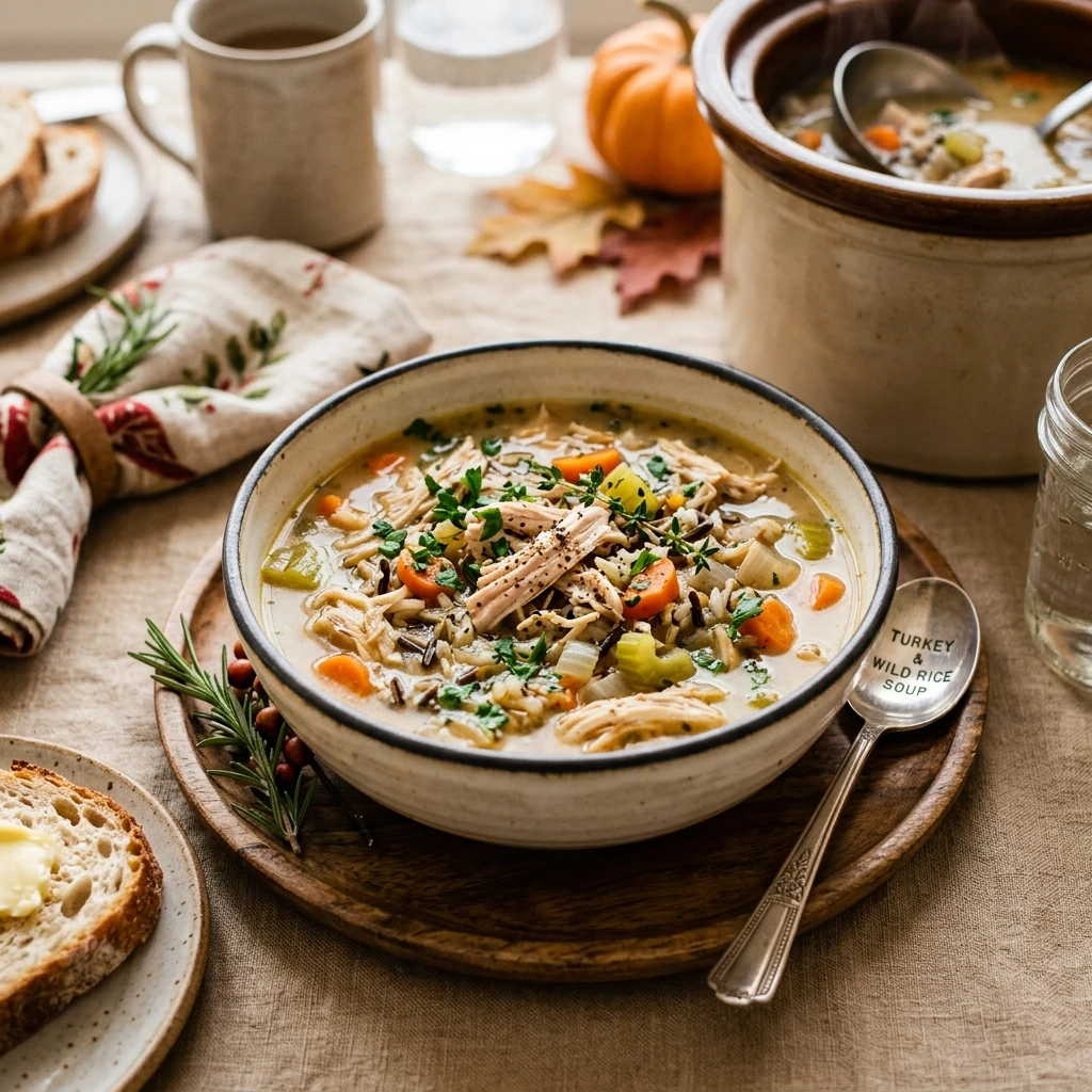 Thanksgiving Crockpot Turkey And Wild Rice Soup High Protein Under $20 Feeds 8