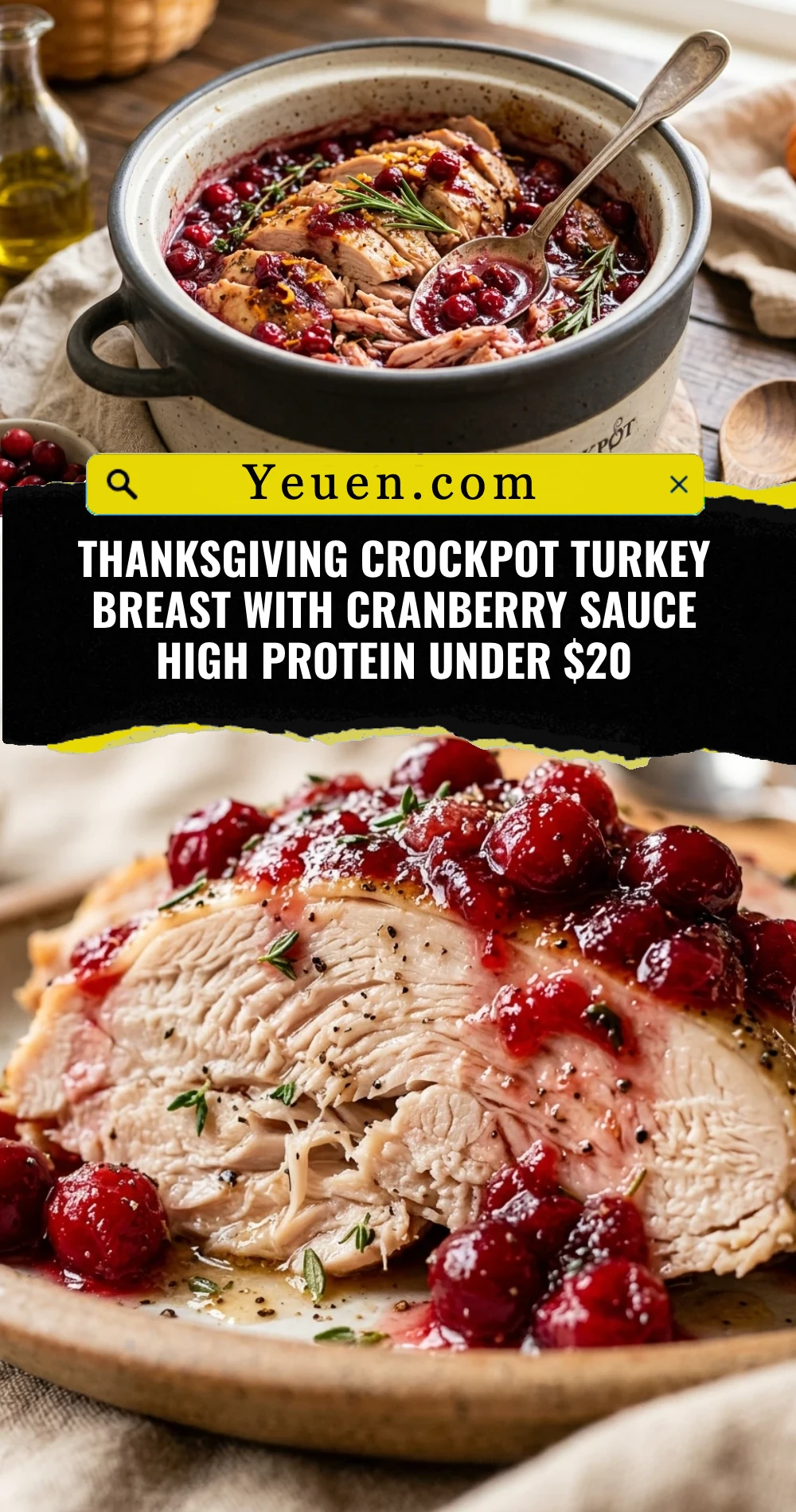 Thanksgiving Crockpot Turkey Breast With Cranberry Sauce High Protein Under $20