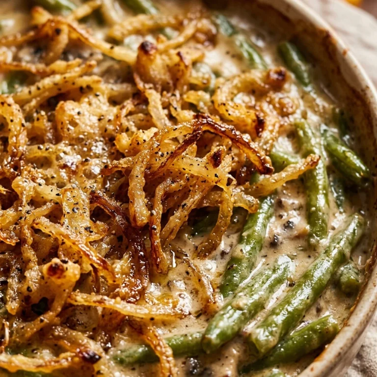 Thanksgiving Green Bean Casserole Crispy Onion Top Easy