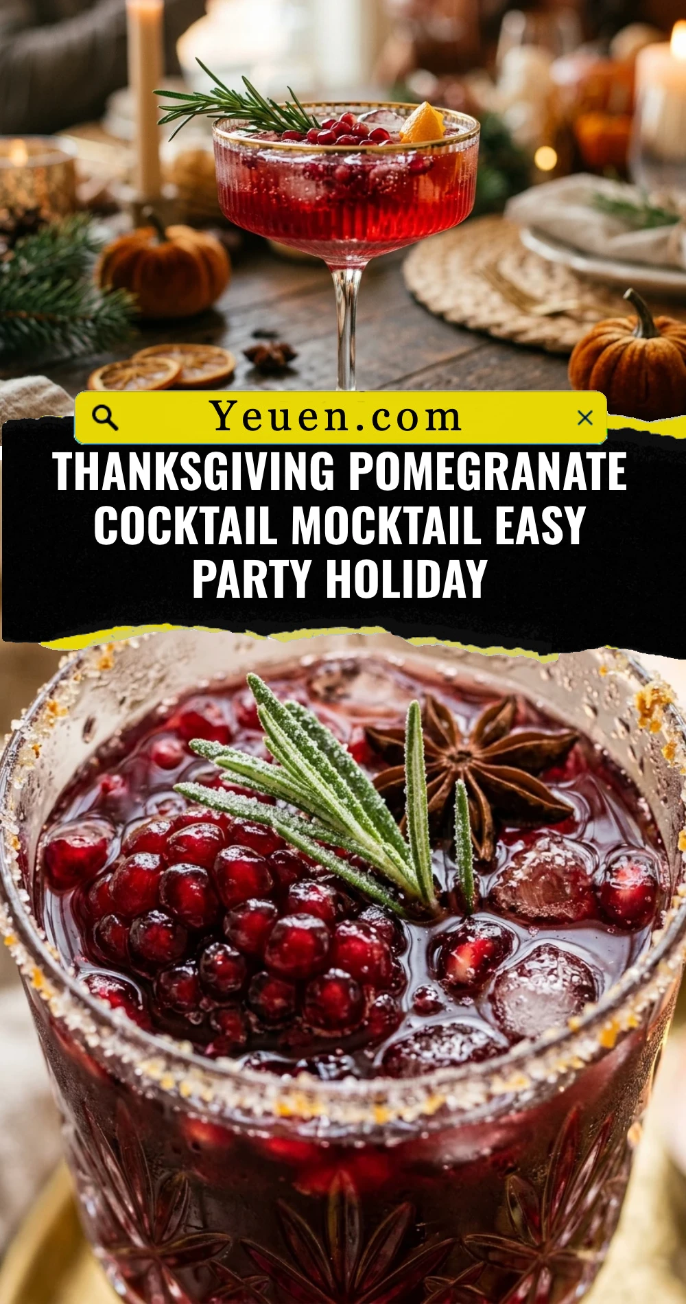 Thanksgiving Pomegranate Cocktail Mocktail Easy Party Holiday