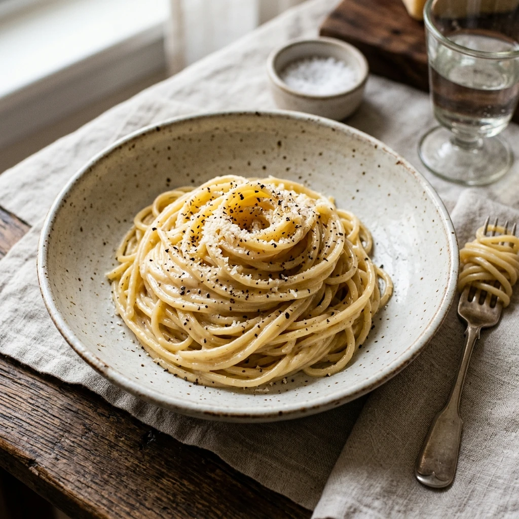 The Creamiest Cacio e Pepe 3 Ingredient Pasta