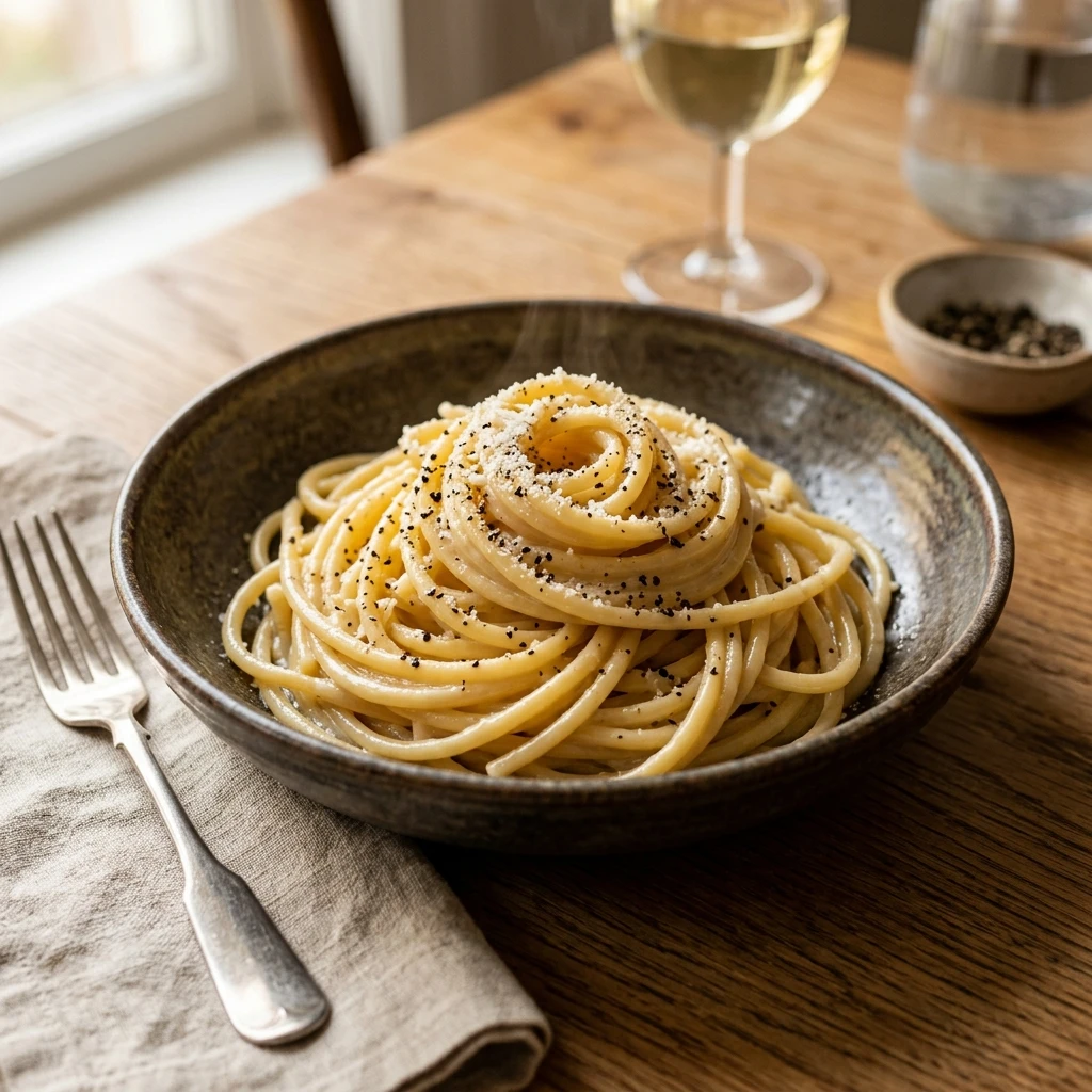 The Creamiest Cacio e Pepe 3 Ingredient Pasta