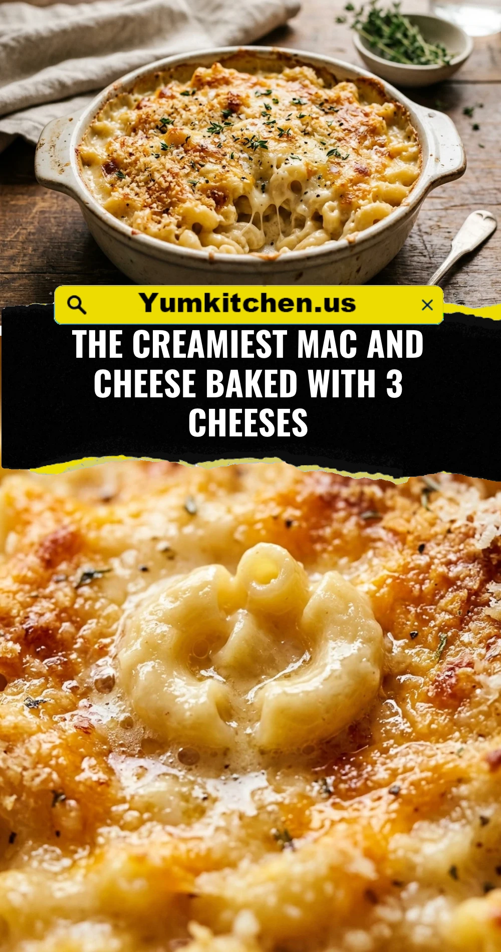 The Creamiest Mac and Cheese Baked With 3 Cheeses