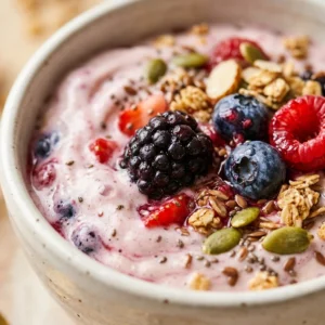 Thick Creamy Berry Bowl Healthy Easy High Protein Breakfast