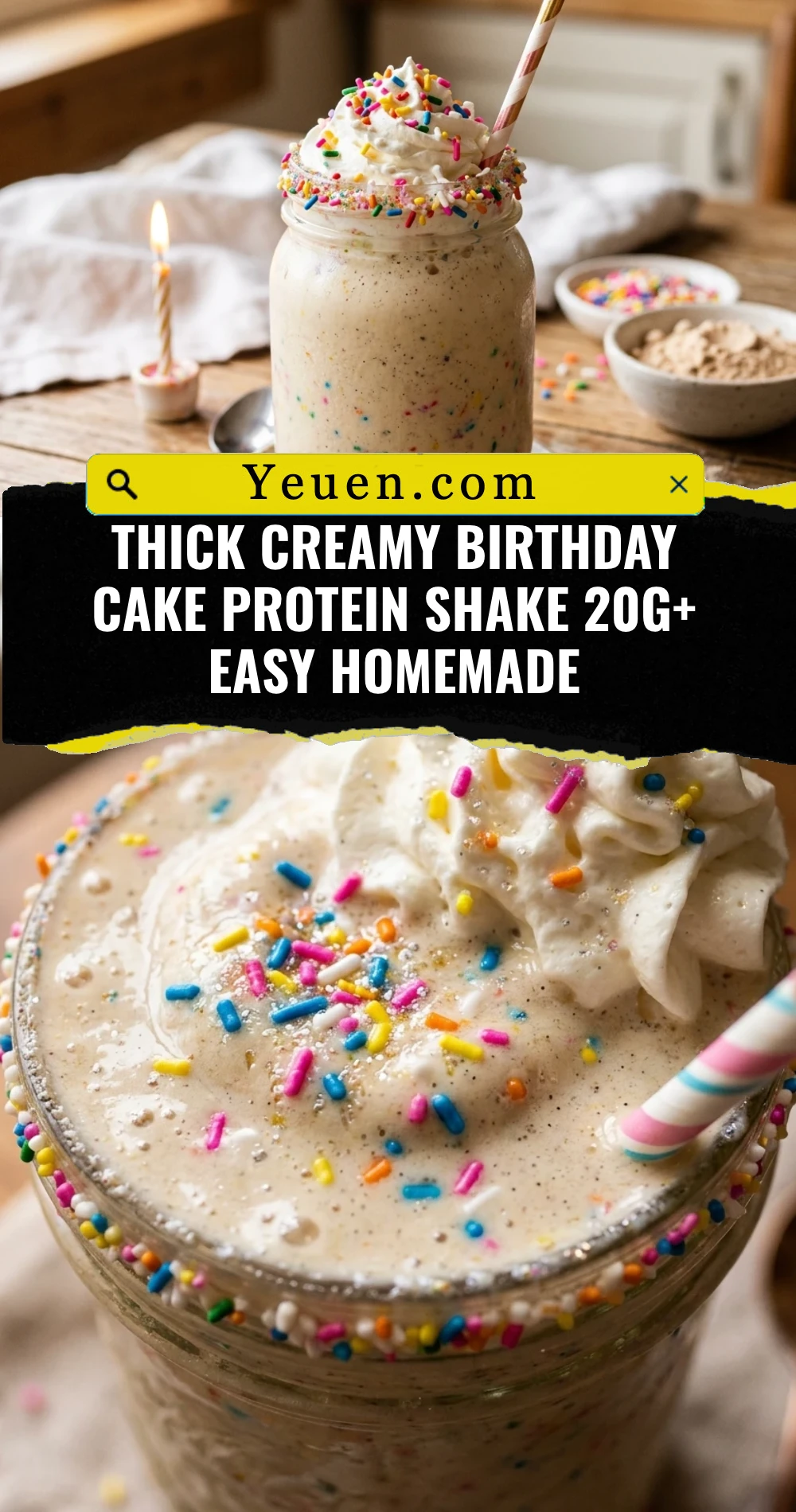 Thick Creamy Birthday Cake Protein Shake 20g+ Easy Homemade