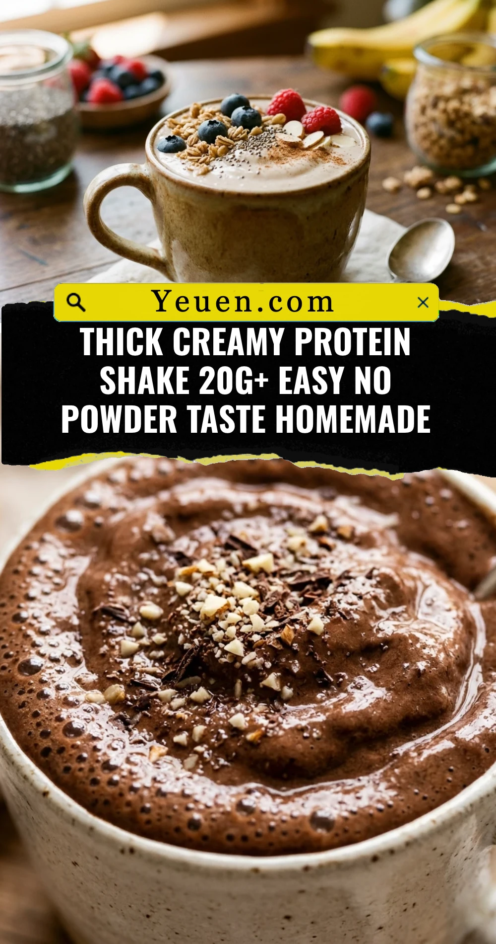 Thick Creamy Protein Shake 20g+ Easy No Powder Taste Homemade
