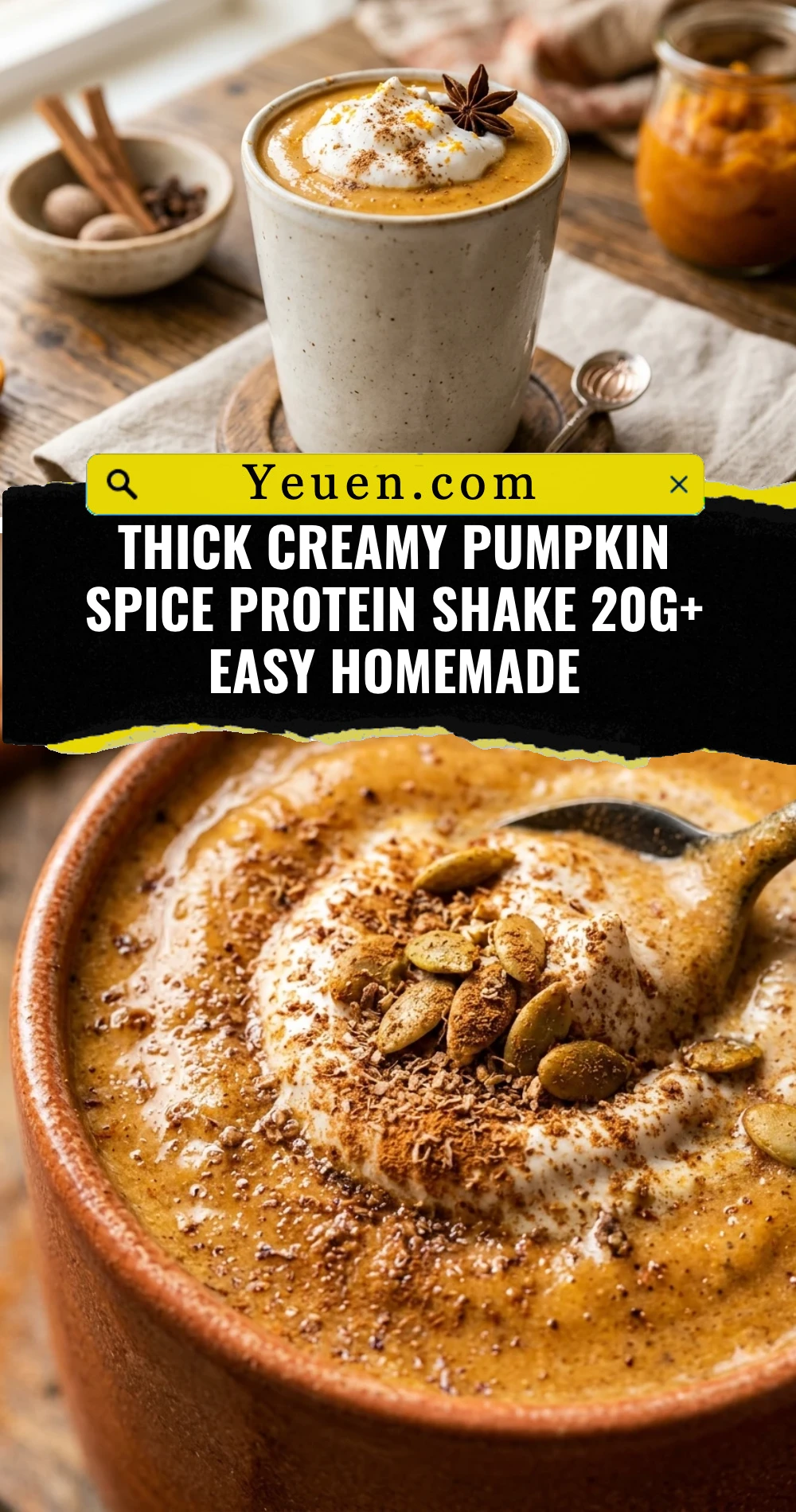 Thick Creamy Pumpkin Spice Protein Shake 20g+ Easy Homemade