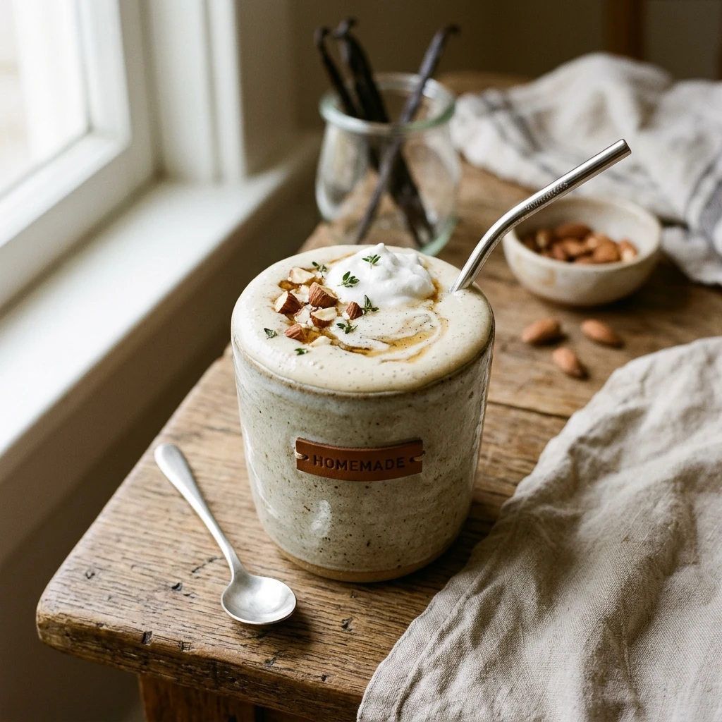 Thick Creamy Vanilla Protein Shake 20g+ Easy No Powder Taste Homemade