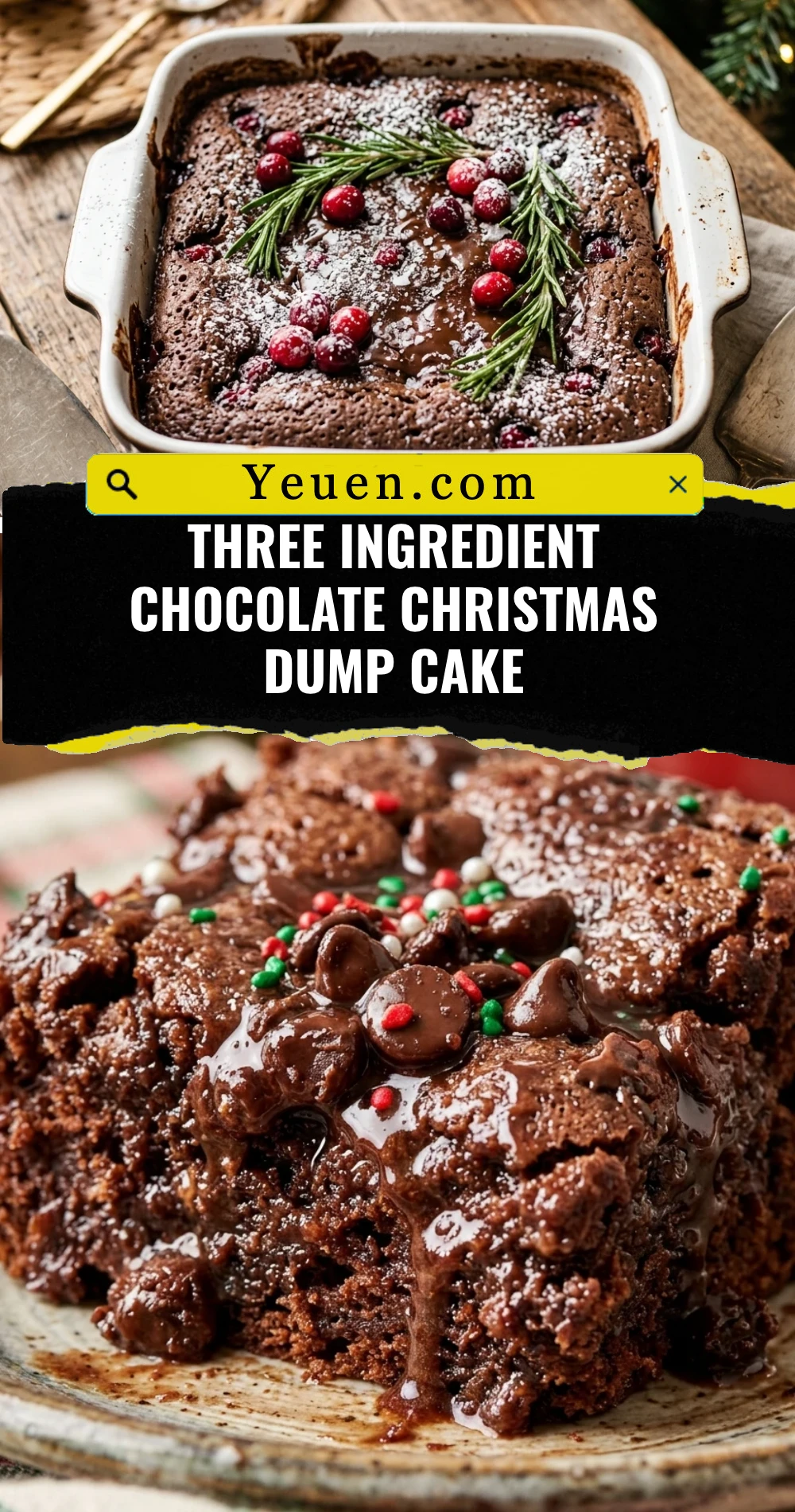 Three Ingredient Chocolate Christmas Dump Cake