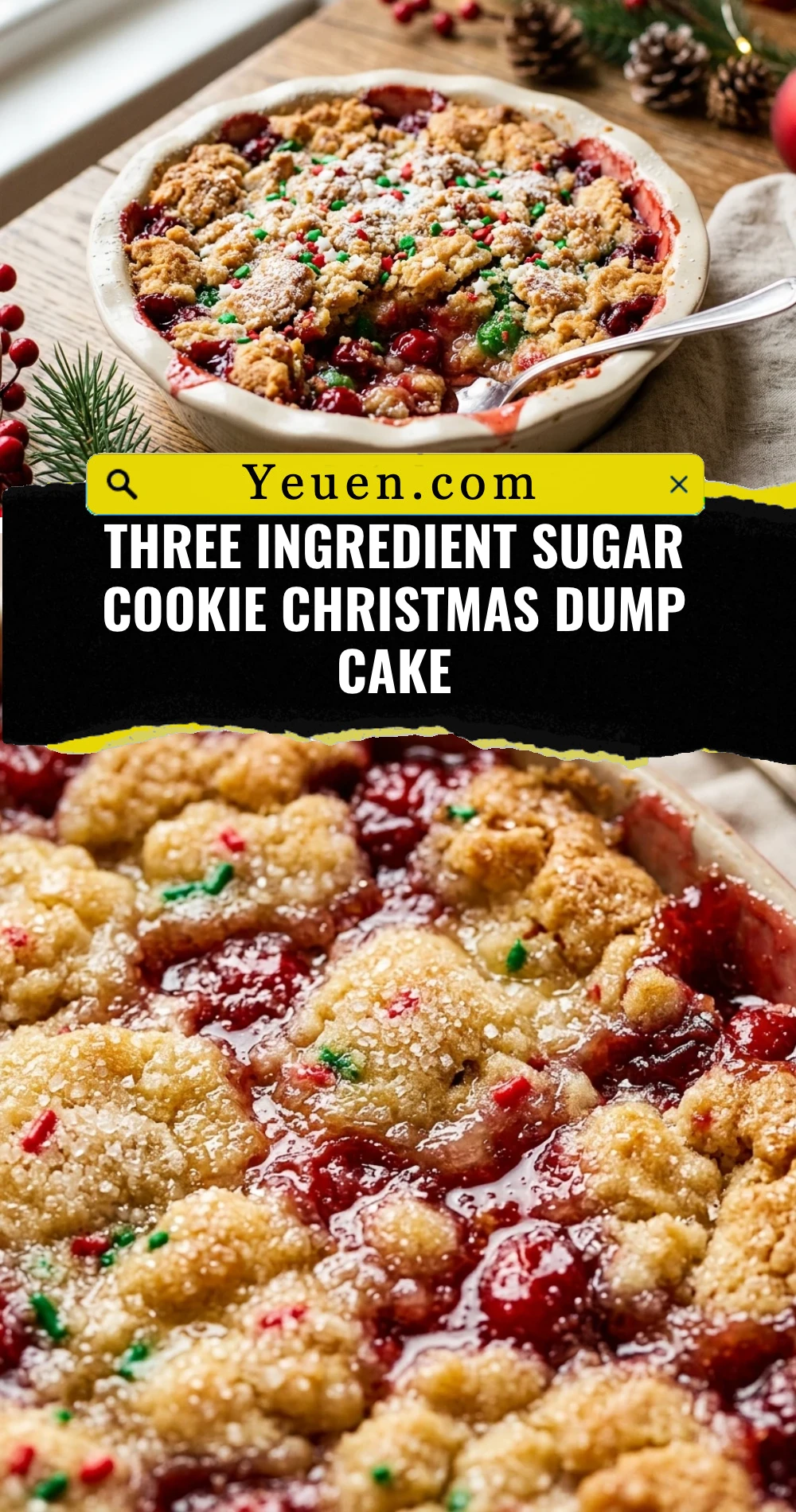 Three Ingredient Sugar Cookie Christmas Dump Cake