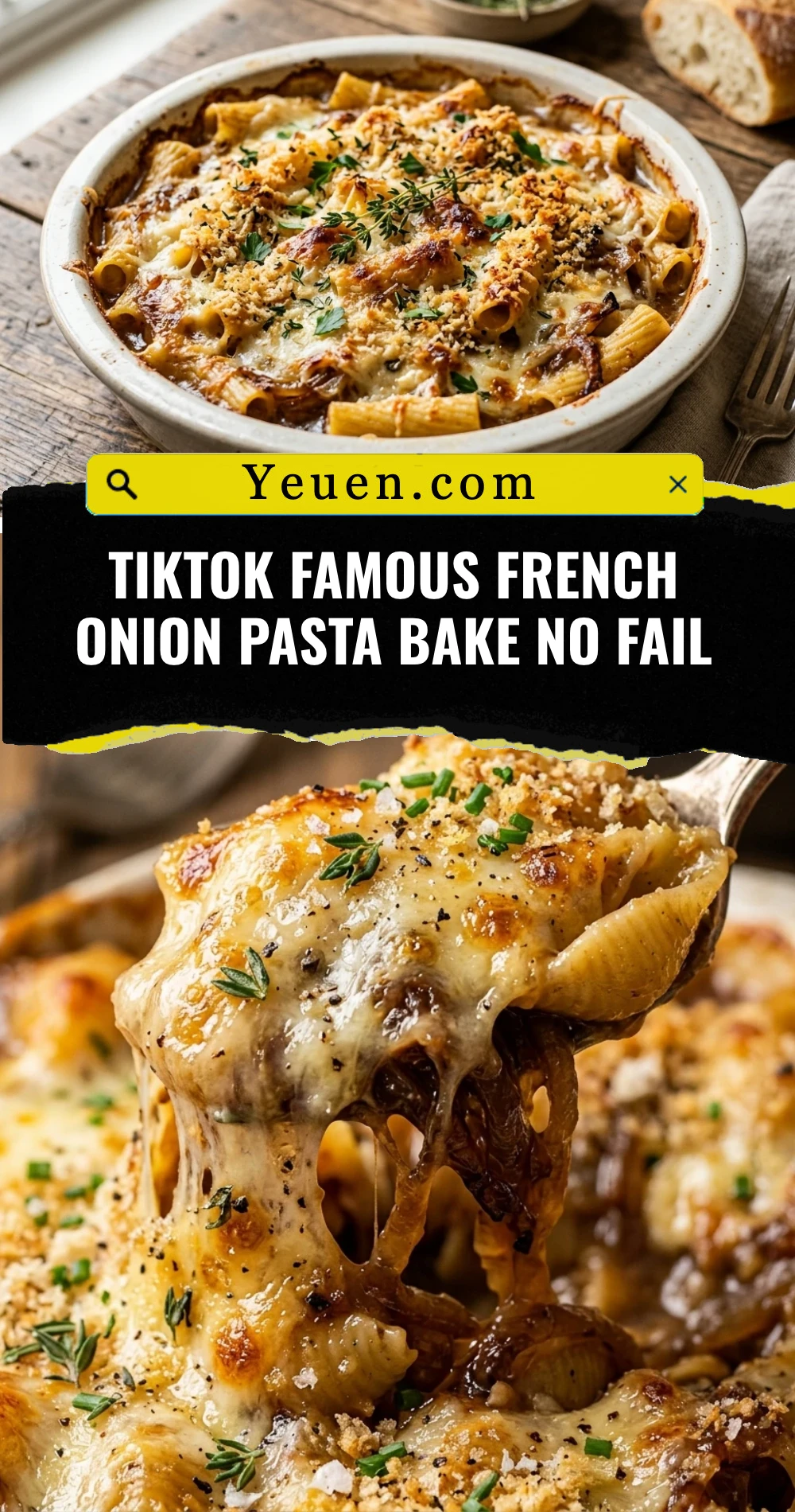TikTok Famous French Onion Pasta Bake No Fail
