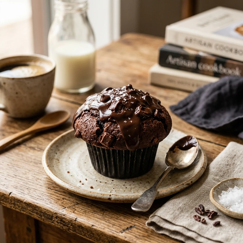 Triple Chocolate Fudge Muffins