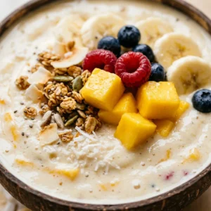 Tropical Coconut Bowl Smoothie Viral Colorful Thick Creamy