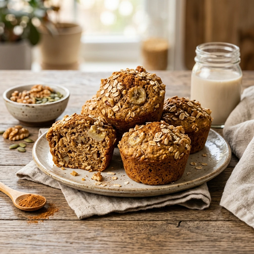 Vegan Banana Oatmeal Muffins With Pumpkin Spice Healthy
