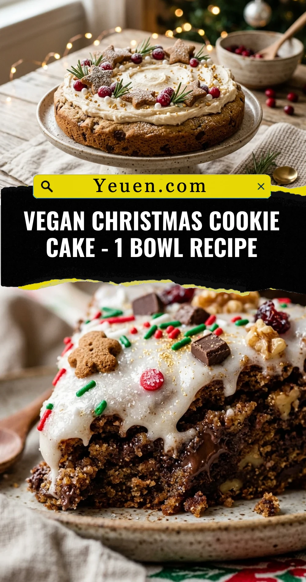 Vegan Christmas Cookie Cake - 1 Bowl Recipe