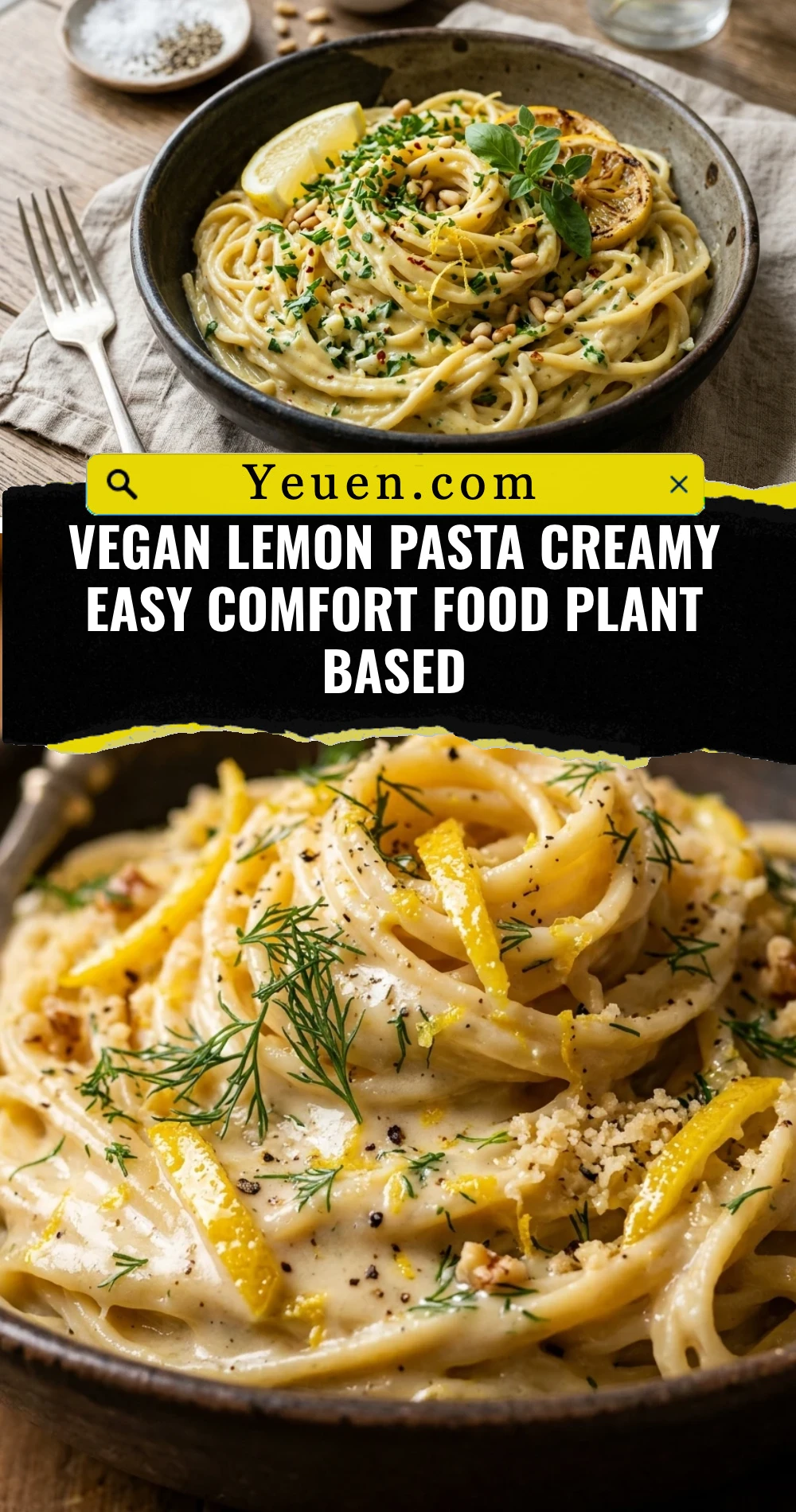 Vegan Lemon Pasta Creamy Easy Comfort Food Plant Based